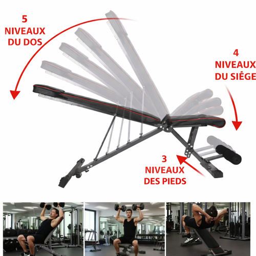 Banc de Musculation Réglable Pliable – Banc Multifonction