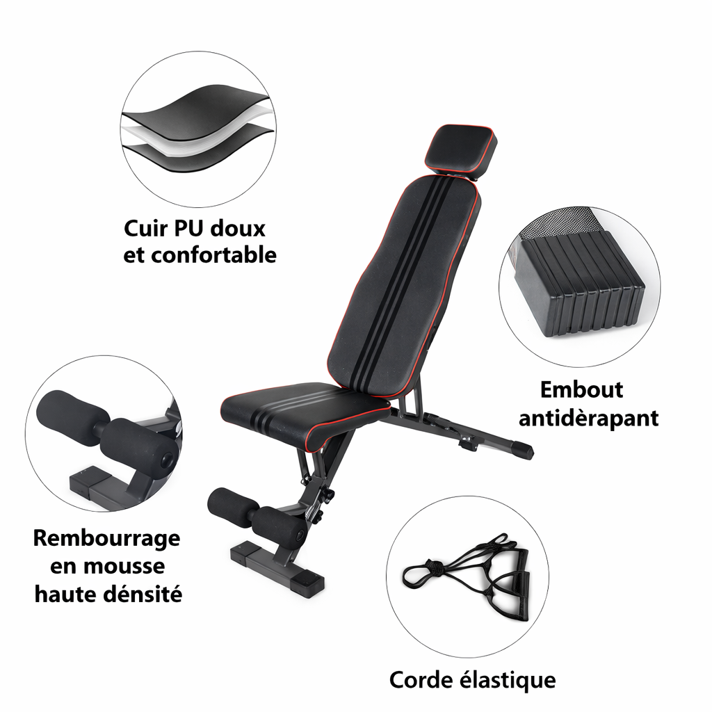Banc de Musculation Réglable Pliable – Banc Multifonction