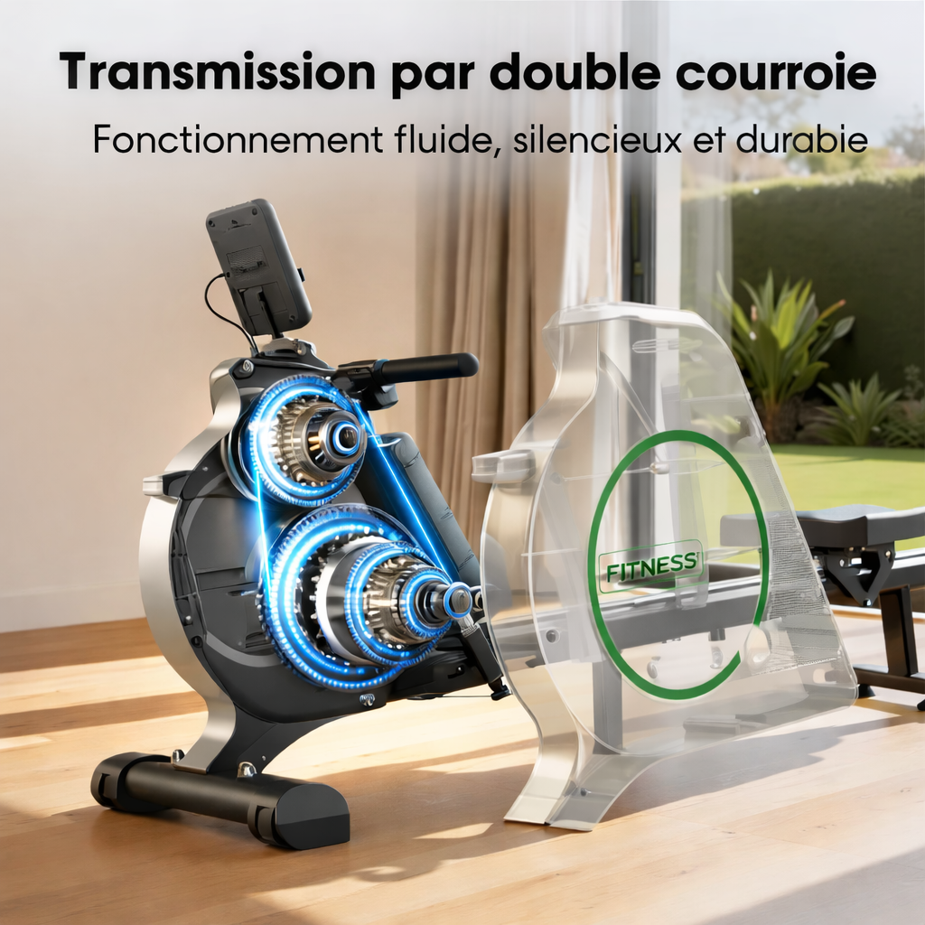 Rameur magnétique bluetooth – 16 niveaux de résistance – noir et gris