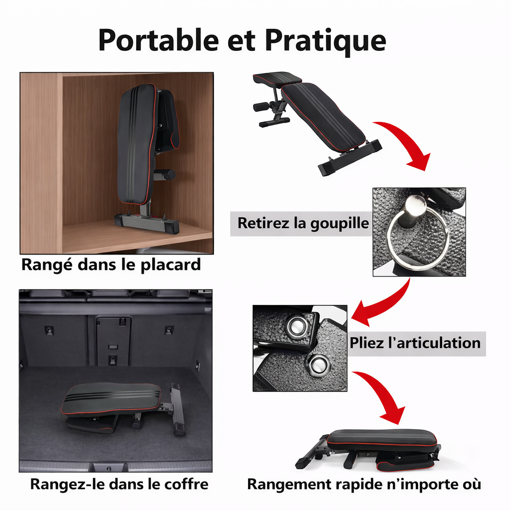 Banc de Musculation Réglable Pliable – Banc Multifonction