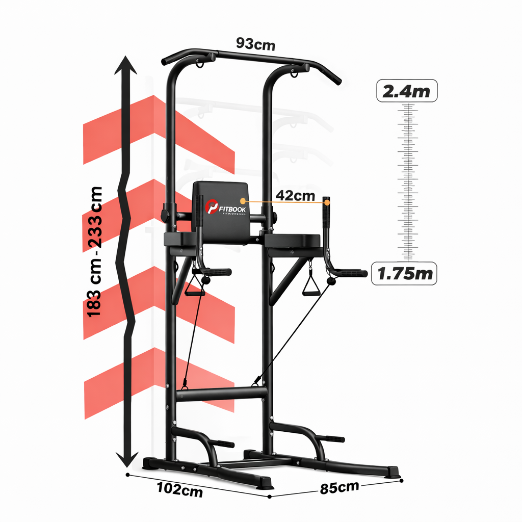 Station de Traction Multifonction Réglable – Tour de Musculation Dips & Abdos pour Entraînement à Domicile